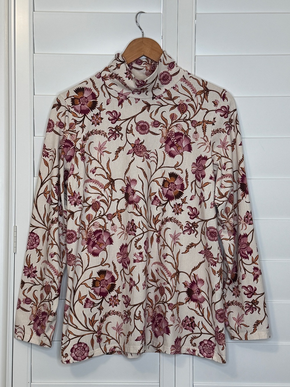 Spartina 449 Stefanie Turtleneck Long Sleeve Tee Harbor River Jacobean Size L